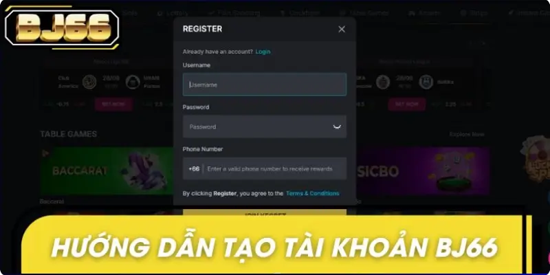 Hướng dẫn tạo tài khoản BJ66 từng bước một